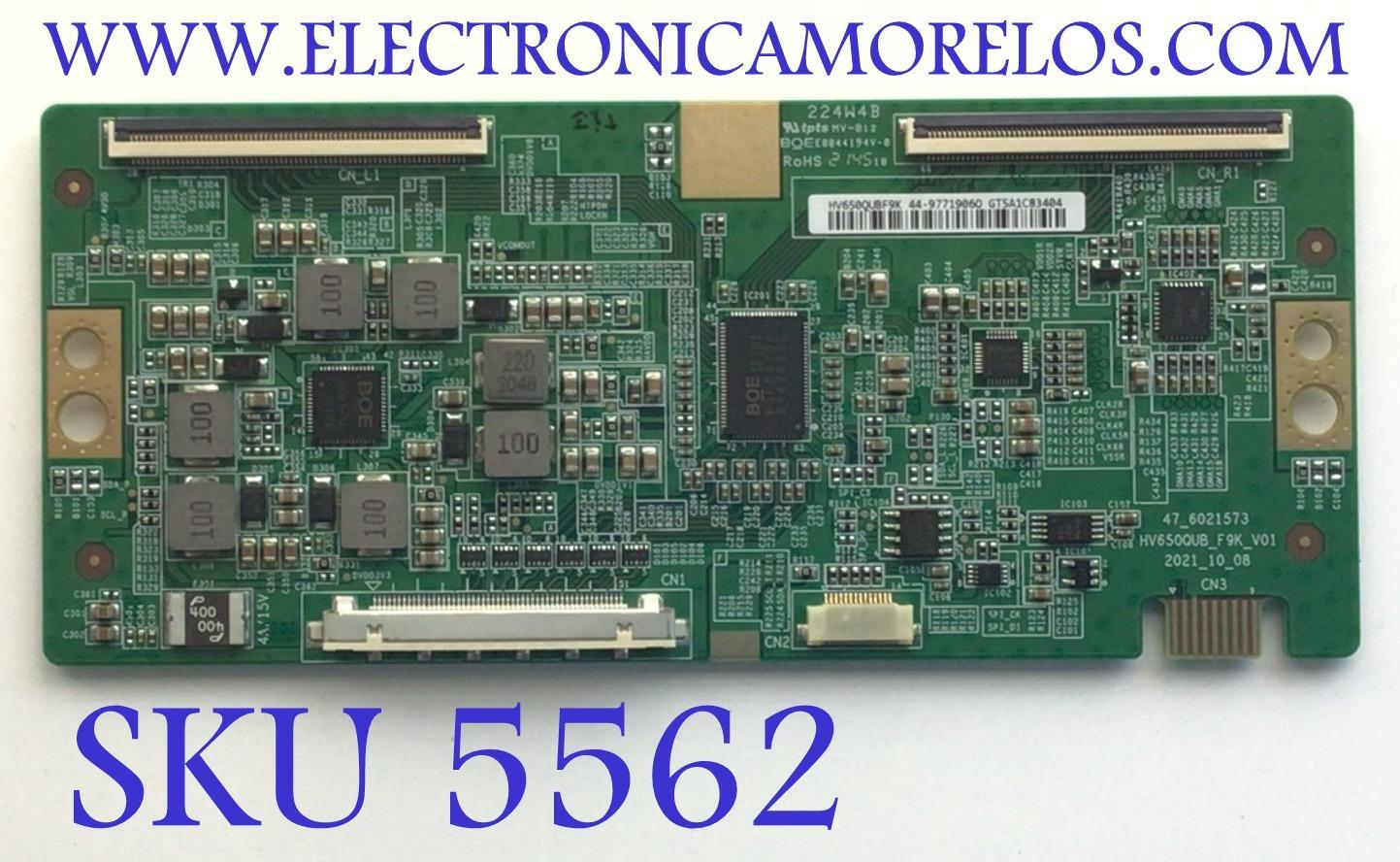T-CON PARA TV SONY / NUMERO DE PARTE 44-9771906O / 47_6021573 / HV650QUB_F9K_V01 / PANEL YSCM065CC011 / DISPLAY HV650QUB-F9K / MODELO KD-65X80K